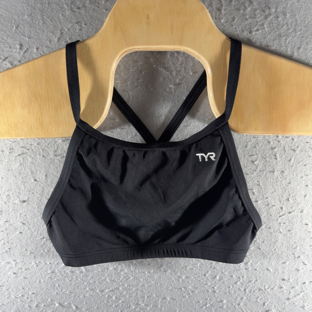 3088 | TYR Solid Black Crossback Athletic Swim Bikini Top Womens S 4/6